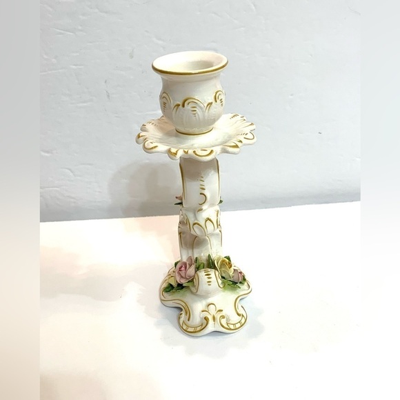 Vintage Kammer and Kramer Rose Porcelain Candlestick Germany KSK - Picture 5 of 12
